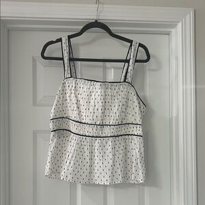 GAP White Camisole with Black Dot Print and Black Trim